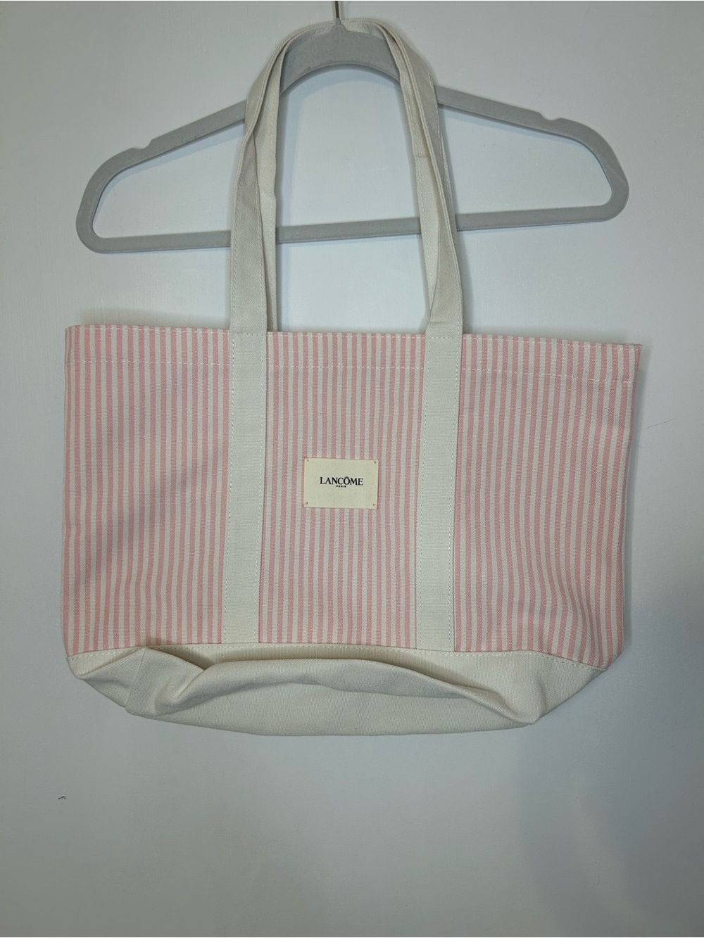 NWOT Pink Stripe Canvas Tote Bag